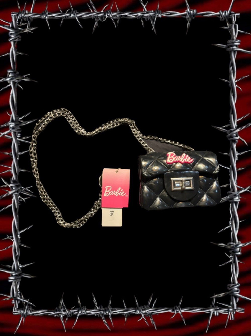 Barbie Mini Quilted Chain Crossbody Bag Black